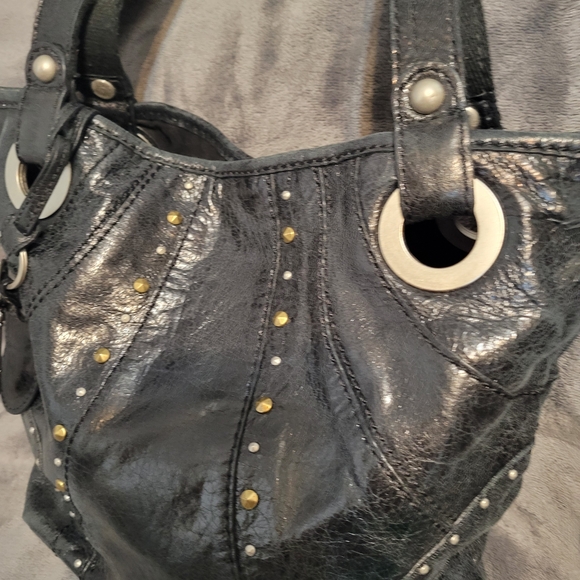Fossil Black Leather Studded Shoulder Bag - Picture 2 of 11